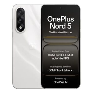 OnePlus Nord 5 (Marble Sands, 8GB RAM, 256GB Storage) | Snapdragon 8s Gen 3 | 144FPS Gaming | Dual 50MP Cameras | OnePlus AI