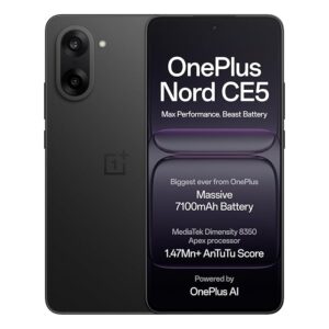 OnePlus Nord CE5 (Black Infinity, 12GB RAM, 256GB Storage) | Dimensity 8350 Apex | 7100mAh Battery | OnePlus AI | 6.74″ AMOLED 120Hz