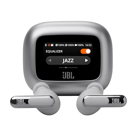 JBL New Launch Live Beam 3 TWS,Hi-Res Audio True ANC Earbuds,Smart Case with Touch Display,48H Playtime,Wireless Charging,6 Mic,Multipoint Connection,Ip55 Proof, Headphones App,Personi-Fi 3.0 (Silver)