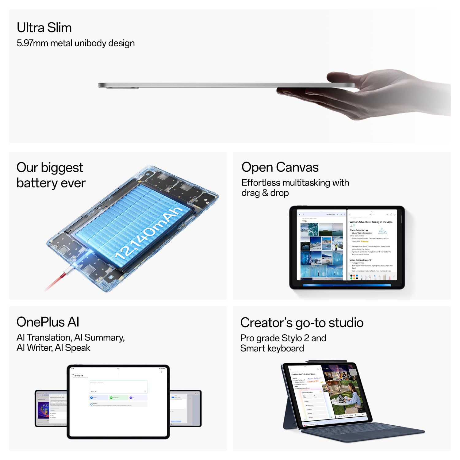 OnePlus Pad 3 (13.2-inch Display, Snapdragon 8 Elite, 12GB RAM, 256GB Storage) | 144Hz 3K OLED | Dolby Vision & Atmos | 10,000mAh - Image 3