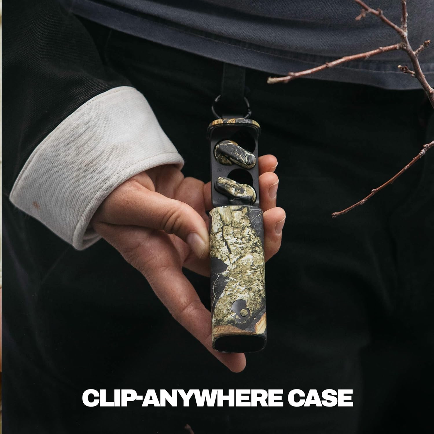 Skullcandy Dime Evo Wireless Earbuds, Bluetooth Headphones, Noise Isolating Fit, Up to 36 Hours Battery, Microphone for iPhone Android, Easy Carry with Clip-Anywhere Case - Realtree Edge Colors Black - Image 3