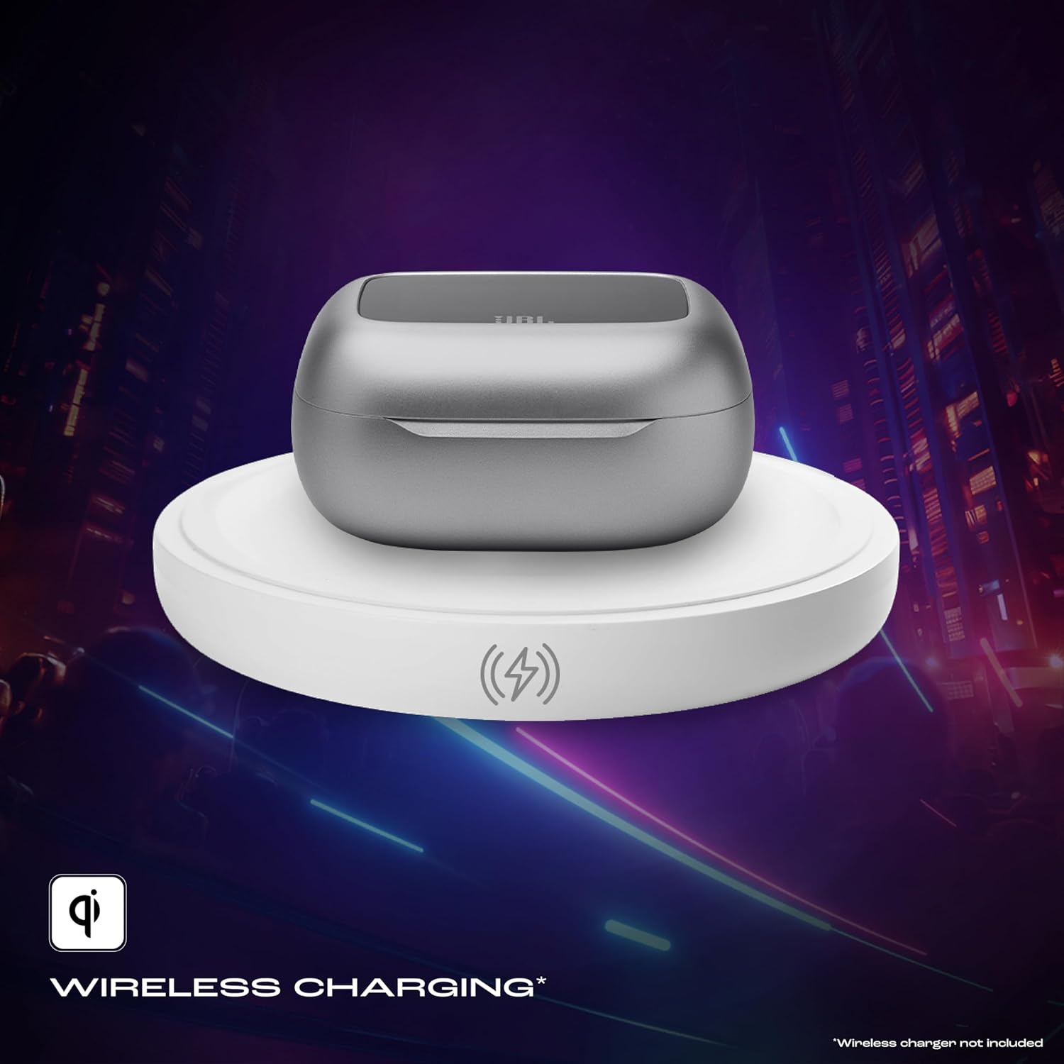 JBL New Launch Live Beam 3 TWS,Hi-Res Audio True ANC Earbuds,Smart Case with Touch Display,48H Playtime,Wireless Charging,6 Mic,Multipoint Connection,Ip55 Proof, Headphones App,Personi-Fi 3.0 (Silver) - Image 4