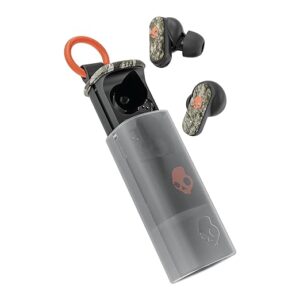 Skullcandy Dime Evo Wireless Earbuds, Bluetooth Headphones, Noise Isolating Fit, Up to 36 Hours Battery, Microphone, Easy Carry with Clip-Anywhere Case - Realtree APX Black/Orange