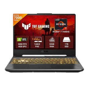 ASUS TUF A15, AMD Ryzen 7 7445HS, Gaming Laptop(RTX 3050-4GB/75W TGP/32GB RAM/1TB SSD/FHD/15.6