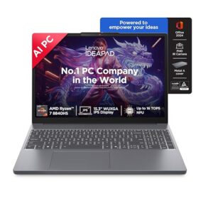 Lenovo IdeaPad Slim 3 AMD Ryzen 7 8840HS 15.3 inch (38.8cm) WUXGA IPS AI PC Laptop(24GB RAM/1TB SSD/Windows 11/Office Home 2024/Backlit Keyboard/1Yr ADP Free/Grey/1.6Kg), 83KA004TIN