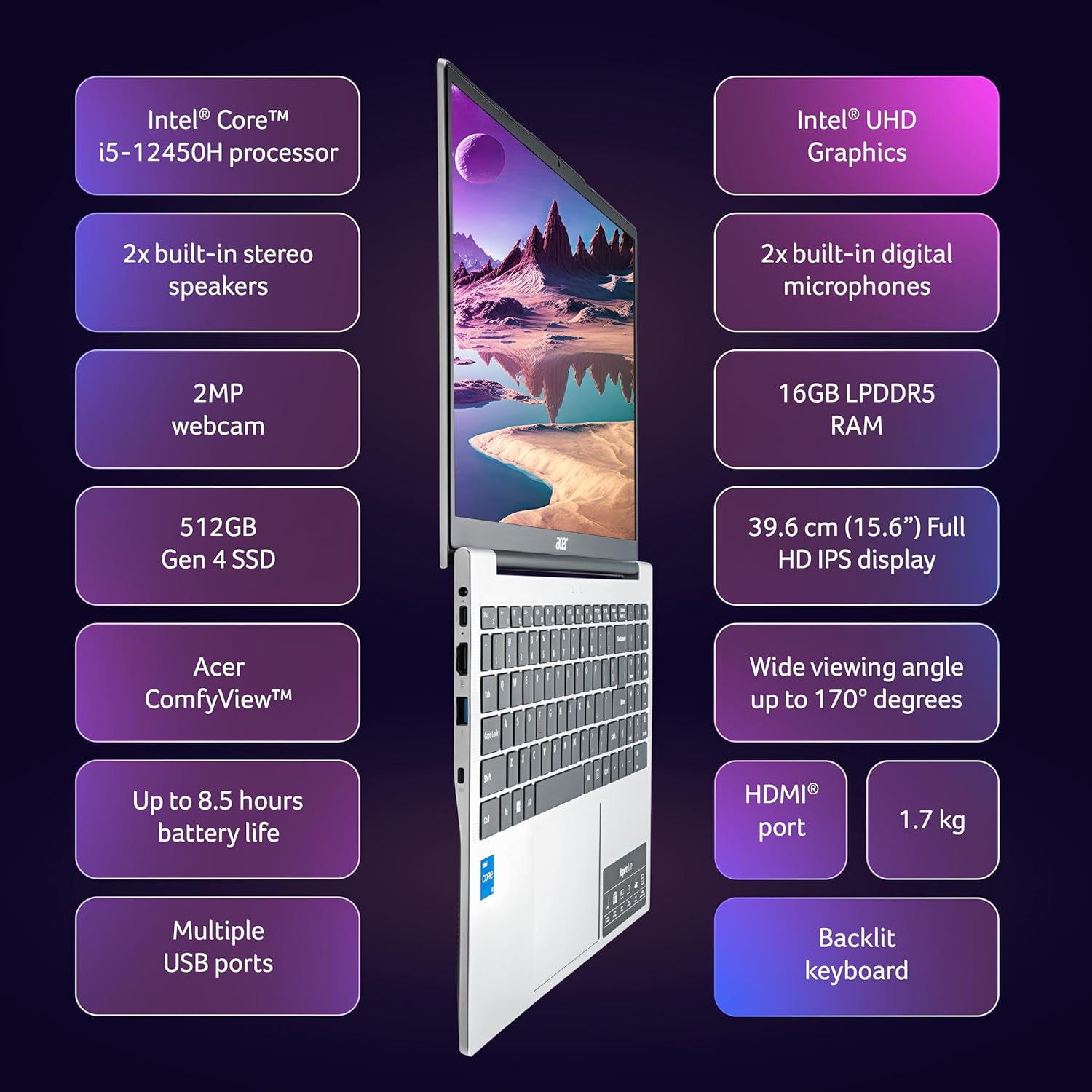 Acer[SmartChoice Aspire Lite 12thGen Intel Core i5-12450H Premium Laptop(Win11Home/16GB RAM/512GB SSD/IntelUHD Graphics/MSO)AL15-52H, 39.62cm(15.6 - Image 4